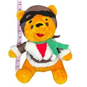 Vintage 1990's Pilot Pooh Bear Plush Aviator Stuffed Animal Vinyl Jacket Toy